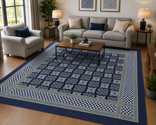 Traditional Multani Jazem – 9x10 Ft & 9x11 Ft – Tribal Geometric Floral Pattern