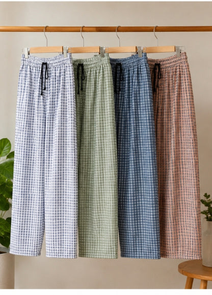 Stylish Four pockets Trousers       (Pack of 4) colours ( 1.Dusty Peach 2.navy Blue White 3.Sage Green Check  4.Steel Blue Check)