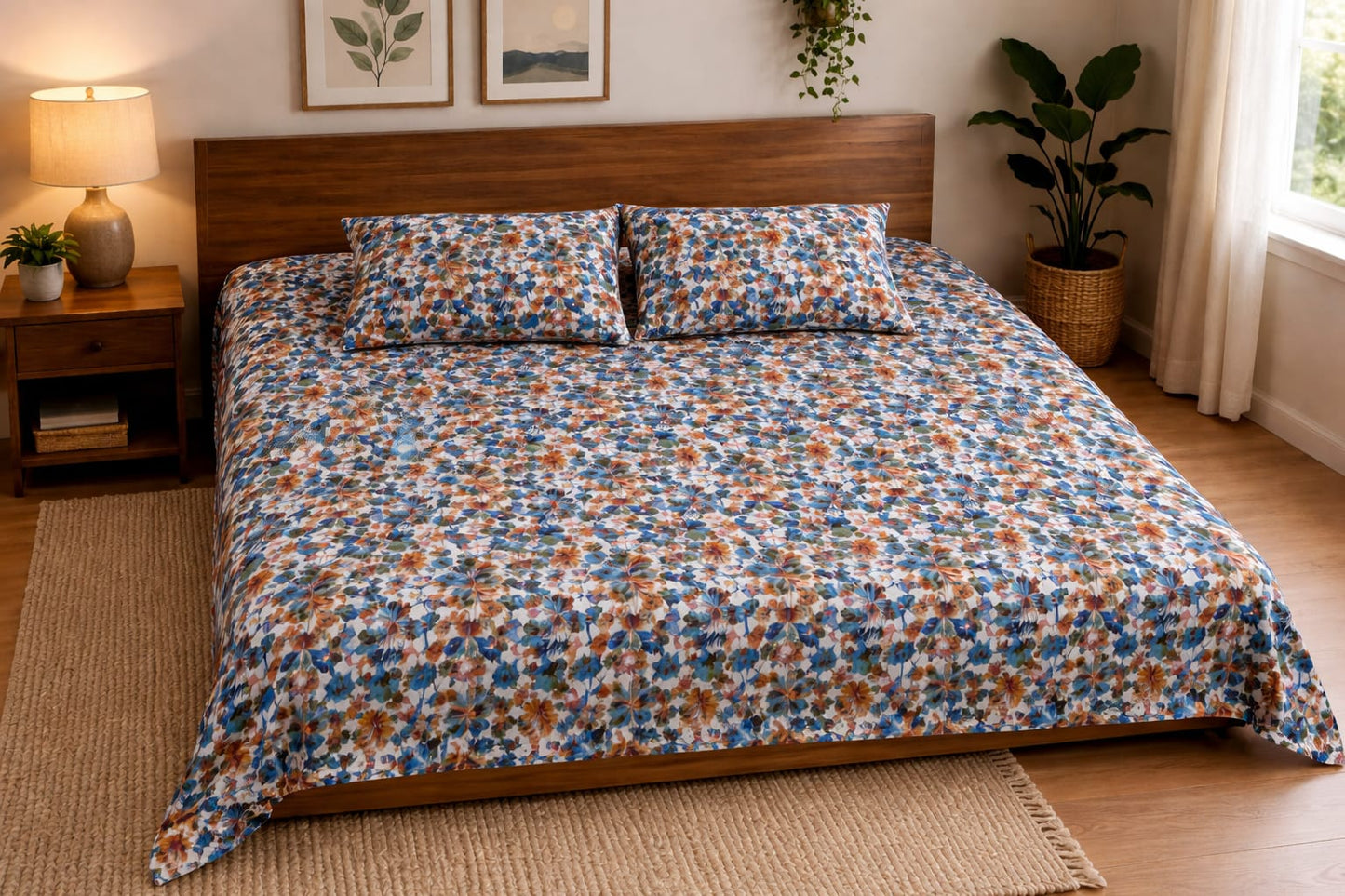 Crystal King Bed Sheet Orignal Blue Blossom Design Number  (1874)