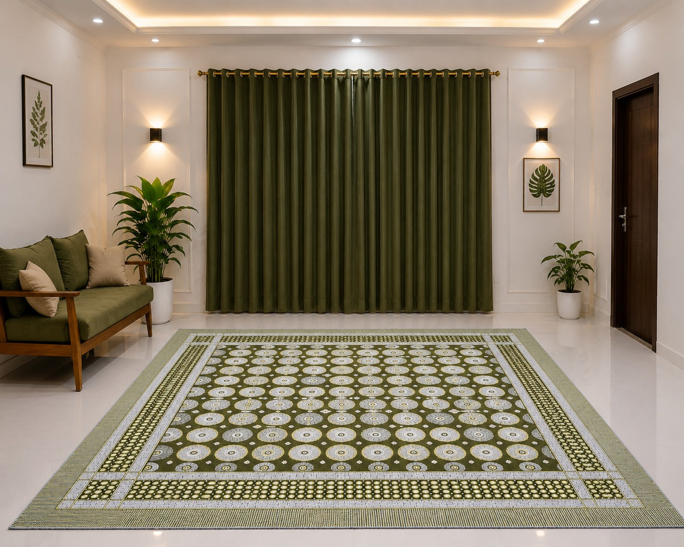 Traditional Multani Jazem – 9x10 Ft & 9x11 Ft  – Modern Geometric Polka Dot Design