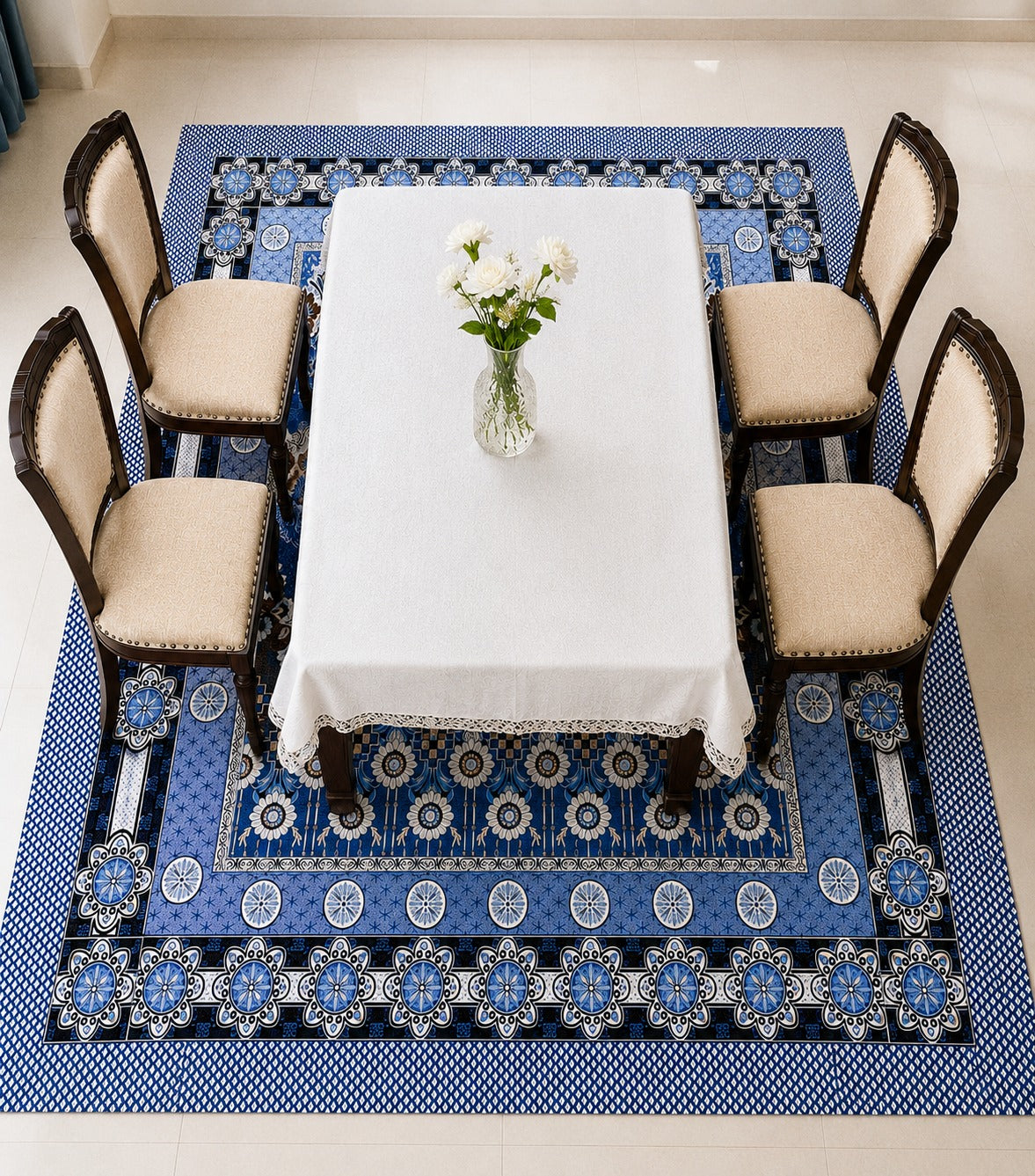 Traditional Multani Jazem – 9x10 Ft & 9x11 Ft – Moroccan Floral Border Design