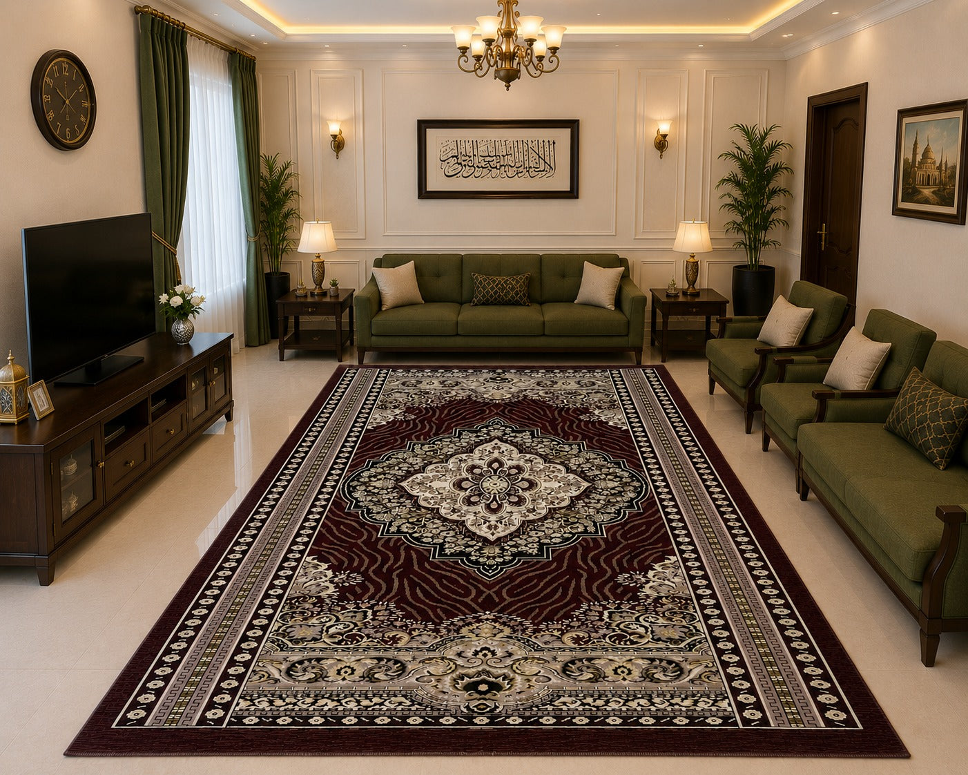 Traditional Multani Jazem – 9x10 Ft & 9x11 – Classic Persian Floral Medallion Design