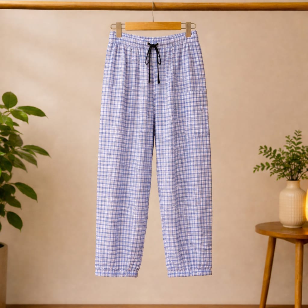 Stylish cargo Four packets Trousers colours ( 1.Dusty Peach 2.navy Blue White 3.Sage Green Check  4.Steel Blue Check