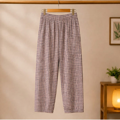 Stylish cargo Four packets Trousers colours ( 1.Dusty Peach 2.navy Blue White 3.Sage Green Check  4.Steel Blue Check